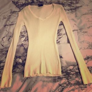 White V neck long sleeve